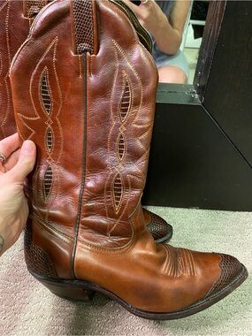 Vintage Boulet snakeskin accent cowboy boots!